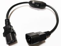 Adaptador de corriente IEC 320 de alta calidad, C13 Macho a C13 Cable de extensión femenina con interruptor, Cable PDU UPS / 2pcs