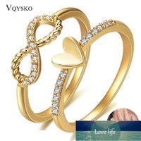 New Fashion Copper Crystal Twist Infinity Heart Wedding Rings For Woman Gold Silver Color Statement Jewelry Party Gift Wholesale Factory price expert design