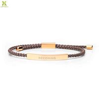 Custom Jewelry Engravable Statement Bar Bracelets Adjustable Braided Colorful Nylon Rope Bracelet for Men Women