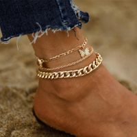 Anklets Bohemian Gold Butterfly para Mujeres Moda Plata Color Beads Anklet Summer Beach Tobillo Pulsera Joyería de la cadena de pie