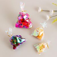 Presentförpackning 100st Färgglada plastpåsar med färgband för Dragee sötsaker Choklad handgjord cookie Rensa väska Små affärsförpackningar
