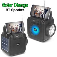 Solar Charge BT Wireless Speaker with FM Radio Antenna LED F...