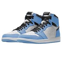 2021 Jumpman 1 High Og University Blue 2.0 Silver Toe Mid-Night Azul azul marino zapatos de baloncesto con caja