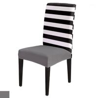 Chair Covers 6 8Pcs Stripes Black White Simple Dining Cover ...