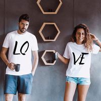 Женская футболка любовь пара соответствующая одежда набор подруги и мальчик одежды наряд пары футболка для любовников унисекс топ уличные женские женские