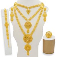 Set di gioielli Dubai Set di orecchini con collana in oro per le donne African Francia Party di nozze 24k Gioielli Etiopia Doni di regali da sposa Orecchini