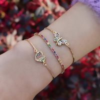 Bonito pequeno encantos pulseira de borboleta para mulher 24k ouro arco-íris jóias minúsculos coração ajustável tênis bijoux femme 2021 braceletes de charme