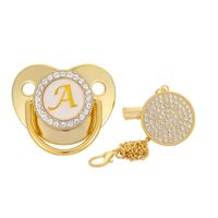 Vieeoease 26 letter Diamond Gold pacifier and clip Silicone ...