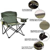 US Stockg Cadeira de acampamento de grandes dimensões com bolsa mais refrigerador Folding Portable Stool Frame de aço Colapsible Suporte 350 lbs líquido Peso 11lbs para festas de praia de pesca