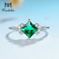Emerald edelsteen ringen voor vrouwen 925 sterling zilveren prinses gesneden stenen bruiloft romantische engagement gitf fijne sieraden 210706