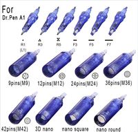 Dr. Pen A1c A1W Dermapen Needle Cartridges blue with cups