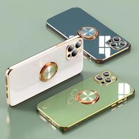Cajas de silicona de placas de lujo para iPhone 12 11 13 Pro Max XR x XS 7 8 más 13PRO Tapa suave con soporte de anillo