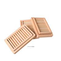 NEWNatural Beech Soap Box Draining Shower Room Grille Soaps Holder Daily Life Convenient Drain Anti-slip RRA9998