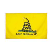 US-amerikanische Großhandel 7 Designs Banner-Flagge 3x5 ft 90 * 150cm Amerikanische Tee-Party Tunts Treten Sie nicht auf mich Schlange Gadsden-Flaggen
