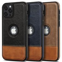 Dual Color PU Leather Phone Cases Splicing Pattern Slim Back...