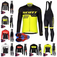 Scott Bike Pro Team Mens 사이클링 긴 소매 유니폼 9D Bib 바지는 통기성 자전거 유니폼 야외 Sportwear Ropa Ciclismo Y21032507