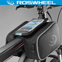 Roswheel 4.8 "5.5" Cykelcykel Cykelväskor Panniers Ram Framrör för mobiltelefon Dubbel påsehållare Touch Screen 220222