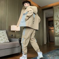 Work jacket suit 2021 autumn new Korean fasion casual sportswear men's long sve ooded set
