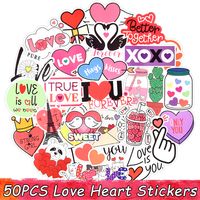 50 PCS LOVE Heart Stickers for Kids DIY Laptop Car Bike Guit...