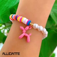 Encanto pulseras coreano colorido globo globo perro arco iris arcilla perla perla con cuentas para mujeres niñas niño asimetría pulsera boho joyería