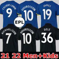 21 22 JAMES Home blue soccer jerseys DELE CALVERT-LEWIN CALVERT LEWIN RICHARLISON away black ALLAN DIGNE DOUCOURE 2021 2022 football shirt men + kids kit