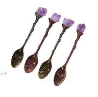 NEWNatural Crystal Spoon Amethyst Hand Carved Long Handle Coffee Mixing Spoon DIY Household Tea Set Accessories CCB13426
