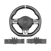 DIY Custom Black Leather PU Carbon Fiber Car Reering Wheel Cover Warp för VW Golf R GTI Jetta Tiguan