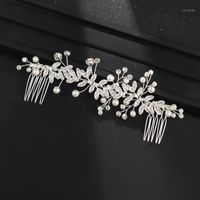 Hair Clips & Barrettes Silver Color Flower Pearl Rhinestone Combs Headband Wedding Accessories For Women Bride Tiara Jewelry