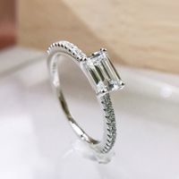 2021 925 Silver Mini Sugar Cube Emerald Cut Create Moissanite Rose Gold Color Ring voor Dames Bruiloft Voorstel Sieraden Gift
