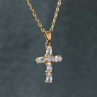 Colares de pingente Um pedaço Jesus Cruz Colar para mulheres de luxo cristal rosa ouro prata cor cadeias casamento presente de jóias