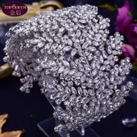 Luxus Haarband Diamant Tiara Barockkristall Braut Headwear Krone Strass mit Hochzeit Schmuck Haarschmuck Diamant Brautkronen Kopfhaare