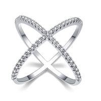 S925 Silver Rings X Crossing Finger Crystal Ring Female Fash...