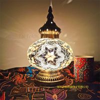 Table Lamps Big Size Turkish Mosaic Lamp Vintage Art Deco Handcrafted Lamparas De Mesa Glass Romantic Bed Light Con Mosaicos