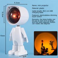 Night Light Sunset Projector Lamps USB 360 Robot Atmosphere Lights for Taking Pictures Home Decoration Coffee Shop Bar Romantic Backgrounda47