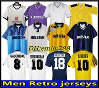 1982 1990 1991 1994 1998 1998 Jersey de football rétro Bale Spurs Klinsmann Gascoiigne Anderton Sheringham 91 92 94 95 Uniformes de chemise Vintage classique