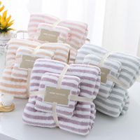 Towel 2pcs Bathtowel Set Absorbent Large Soft Quick Dry Hair Face For Adults Kids Striped Microfiber Bathroom Sets