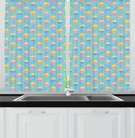 Curtain & Drapes Pale Sky Blue Dessert Kitchen Curtains Colorful Funny Pattern With Baking Tools And Cupcakes On Polka Dots Window