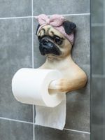Skrzynki na tkanki serwetki realistyczne żywica mops psów box uchwyt rolki na ścianie papier toaletowy kanistrowy rekwizyty domowe