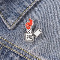 BURN IT ALL Enamel Brooches Punk Style Vintage Lighter Pins Bades for Denim Clothes Bag Jewelry Christmas New Year Gift Kids Friends