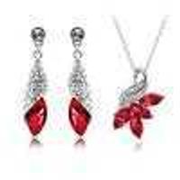 Austrian crystal diamond jewelry set 925 sterling silver jewelry necklace and a pair of earrings Crystal Elements