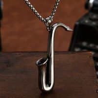 Pendant Necklaces Punk Hip Hop Saxophone Necklace Musical Instrument Jewelry Biker Stainless Steel Fashion Men Boy Gift