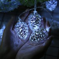 Strings 10led Fairy Speck Silver Sosna Nakrętki Bateryjne Światła ciągu 1M Dekoracja LED na bożonarodzeniowe girlanda w oknie roku