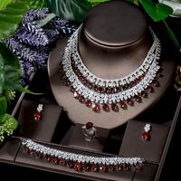 Earrings & Necklace HIBRIDE Vintage Wedding Party Jewelry Set Water Drop Zircon Earring Bracelet And Ring For Women Bridal Gift N-866