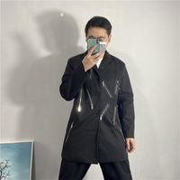 Męskie Garnitury Blazers Medium I Długie Garnitur Płaszcz Jesień Zima Koreański Kreatywny Design Sens Loose Youth Trend Moda Spersonalizowany