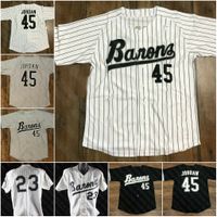Barões Birmingham 45 Michael MJ Filme Beisebol Jersey Todas as camisas de esportes costuradas Tamanho S-4XL preto branco cinza