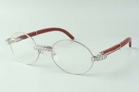 XL Diamond Designer Eyewear T-7550178 Cadre rond rétro avec pieds de bois, taille: 22-135 mm