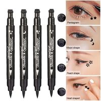 Eyeliner 4 stilleri çift başlı sıvı siyah göz kalemi kalem yıldız ay damgası su geçirmez uzun ömürlü yapmak kolay kozmetik