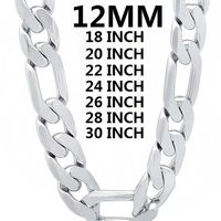 solid 925 Sterling Silver necklace for men classic 12MM Cuban chain 18-30 inches Charm high quality Fashion jewelry wedding 220222