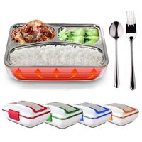 Zestawy obiadowe 220 V Elektryczne podgrzewane pudełko na lunch Przenośna stal nierdzewna Bento Meal Warmer Container Lunchbox z zastawami stołowymi