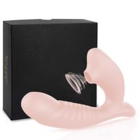 Clit sucker 2 in 1 Vagina 빠는 진동기 10 속도 진동 Clitoris 자극기 Dildo G Spot Massager 여성을위한 에로틱 섹스 토이 P0818 P0818